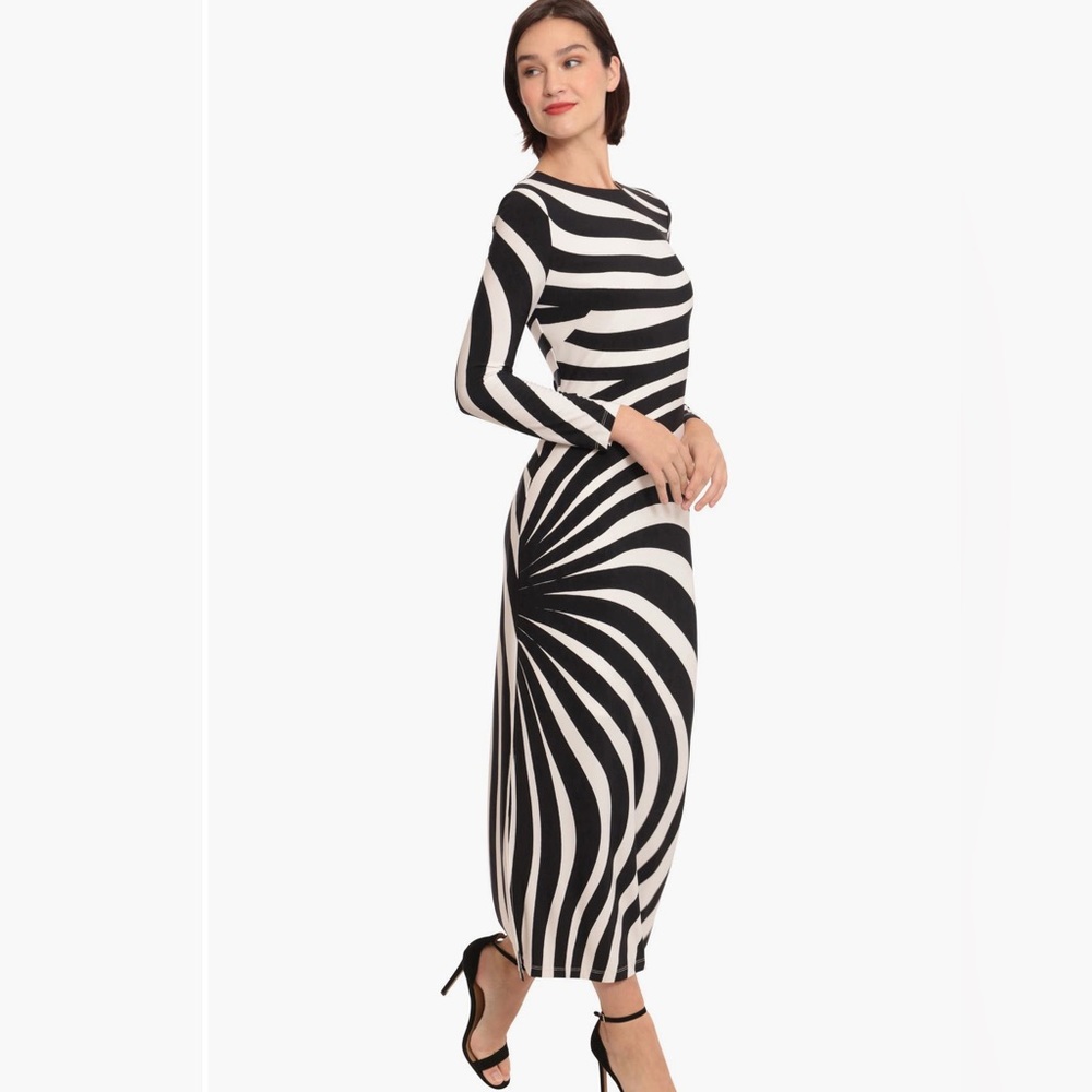 Donna Morgan for Maggy Stripe Long Sleeve Maxi Dress - Sz 4 - NWOT